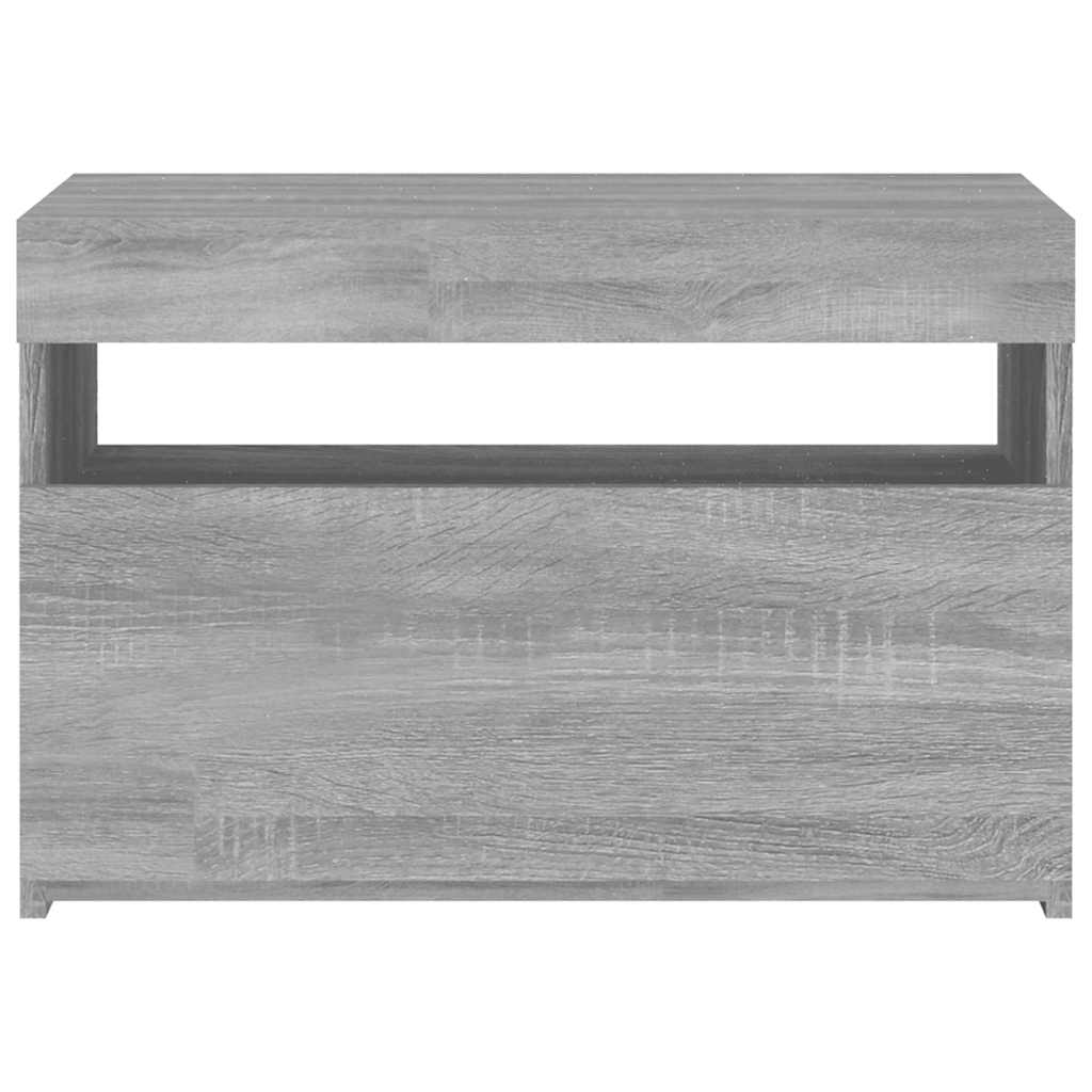 tv-bord med LED-lys 60x35x40 cm grå sonoma-eg