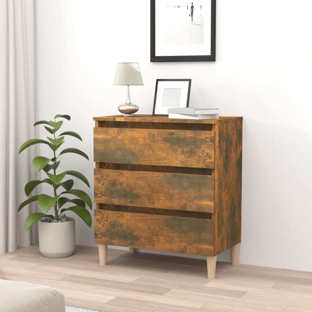 skænk 60x35x69 cm konstrueret træ røget egetræsfarve