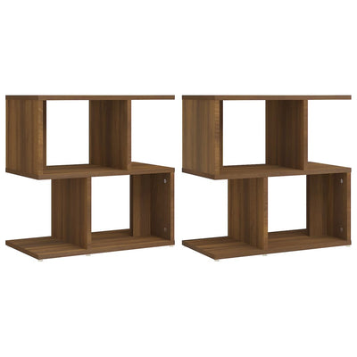 sengeborde 2 stk. 50x30x51,5 cm konstrueret træ brunt egetræ