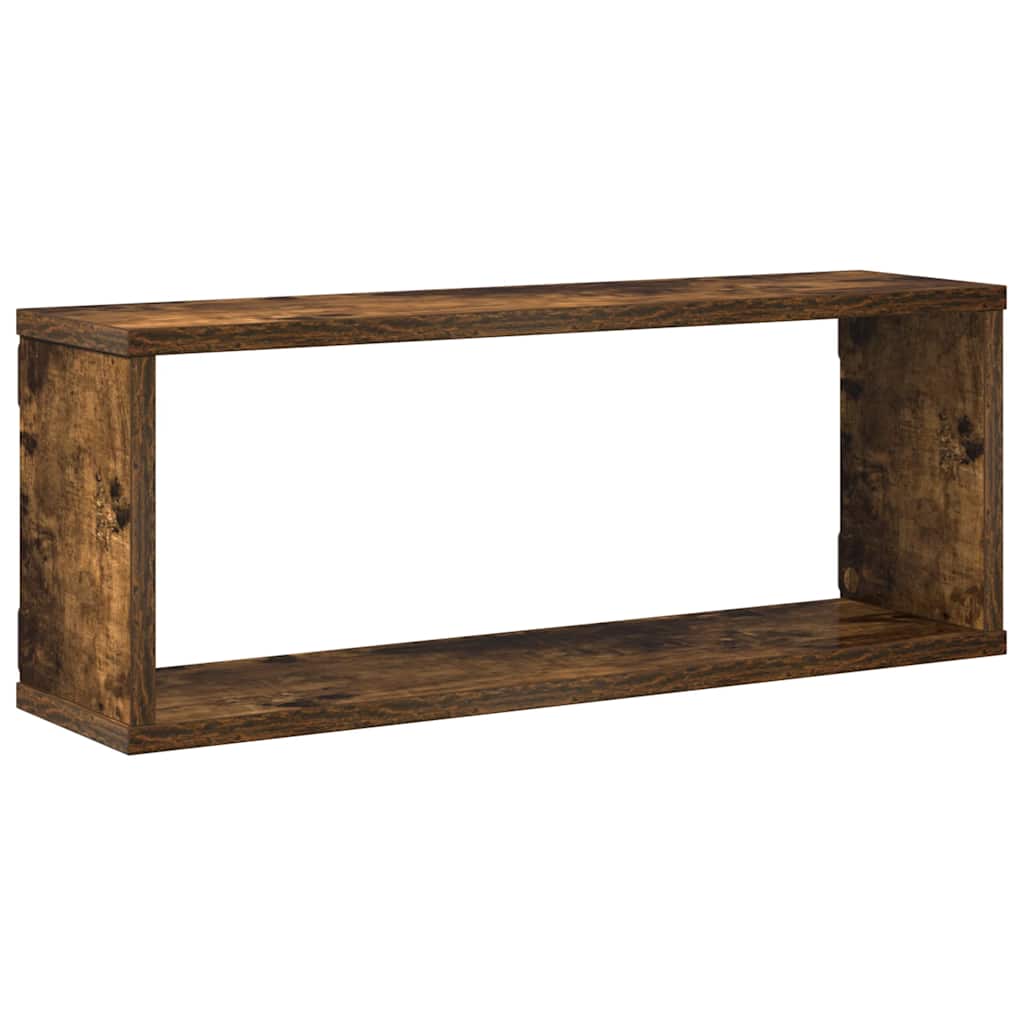 væghylder 4 stk. 60x15x23 cm konstrueret træ røget egetræ