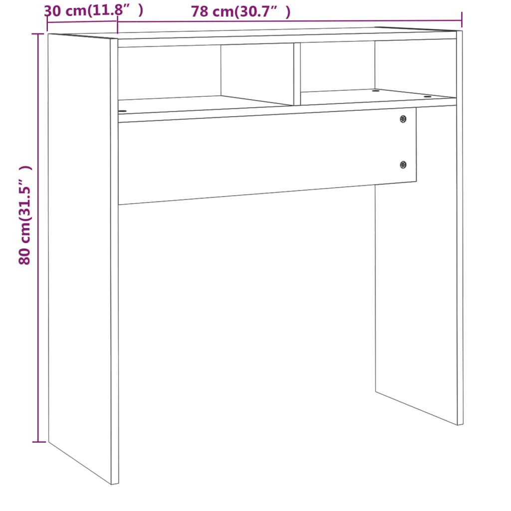 konsolbord 78x30x80 cm konstrueret træ røget egetræsfarve