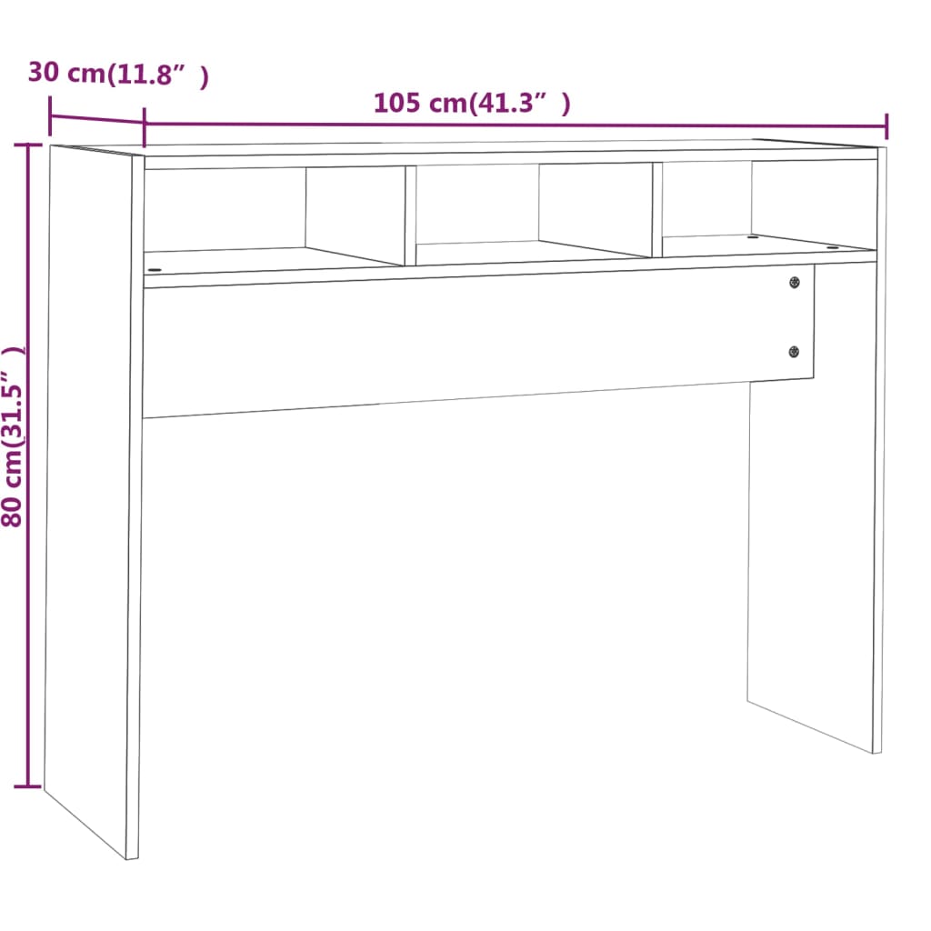 sofabord 105x30x80 cm konstrueret træ grå sonoma-eg