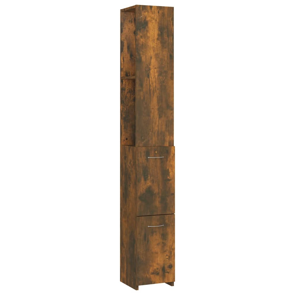 badeværelsesskab 25x26,5x170 cm konstrueret træ røget egetræ