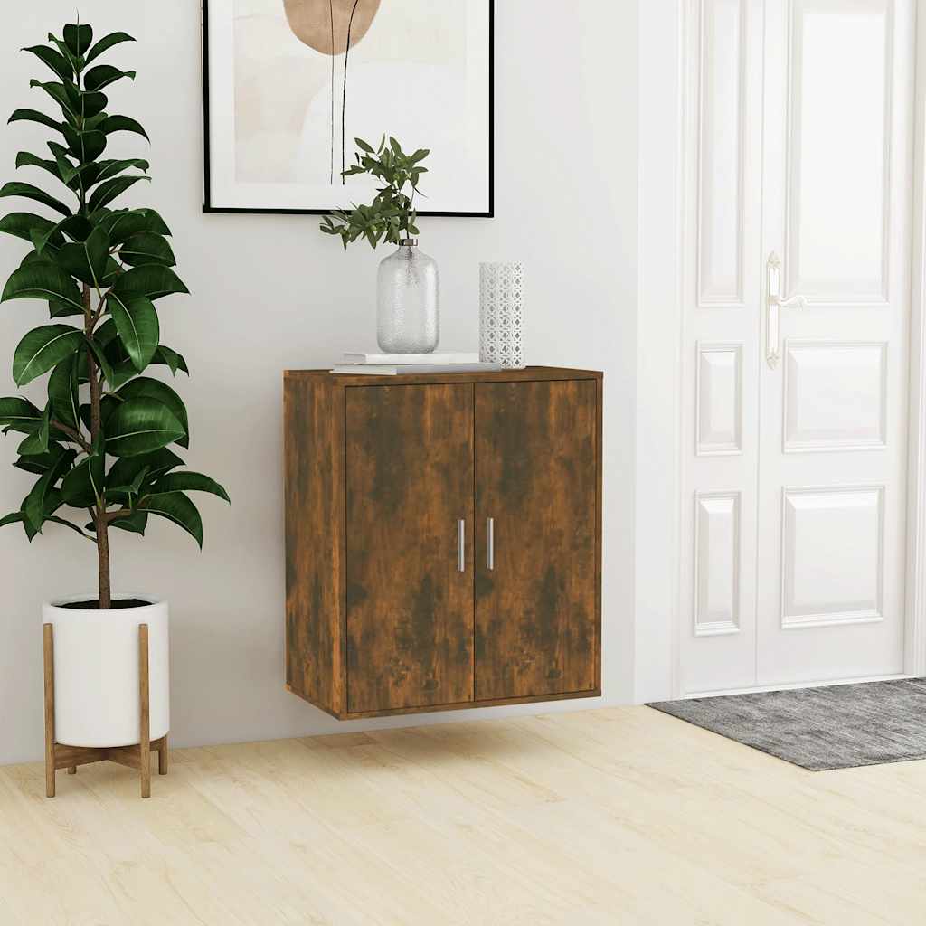 skoskab 60x35x70 cm konstrueret træ røget egetræ