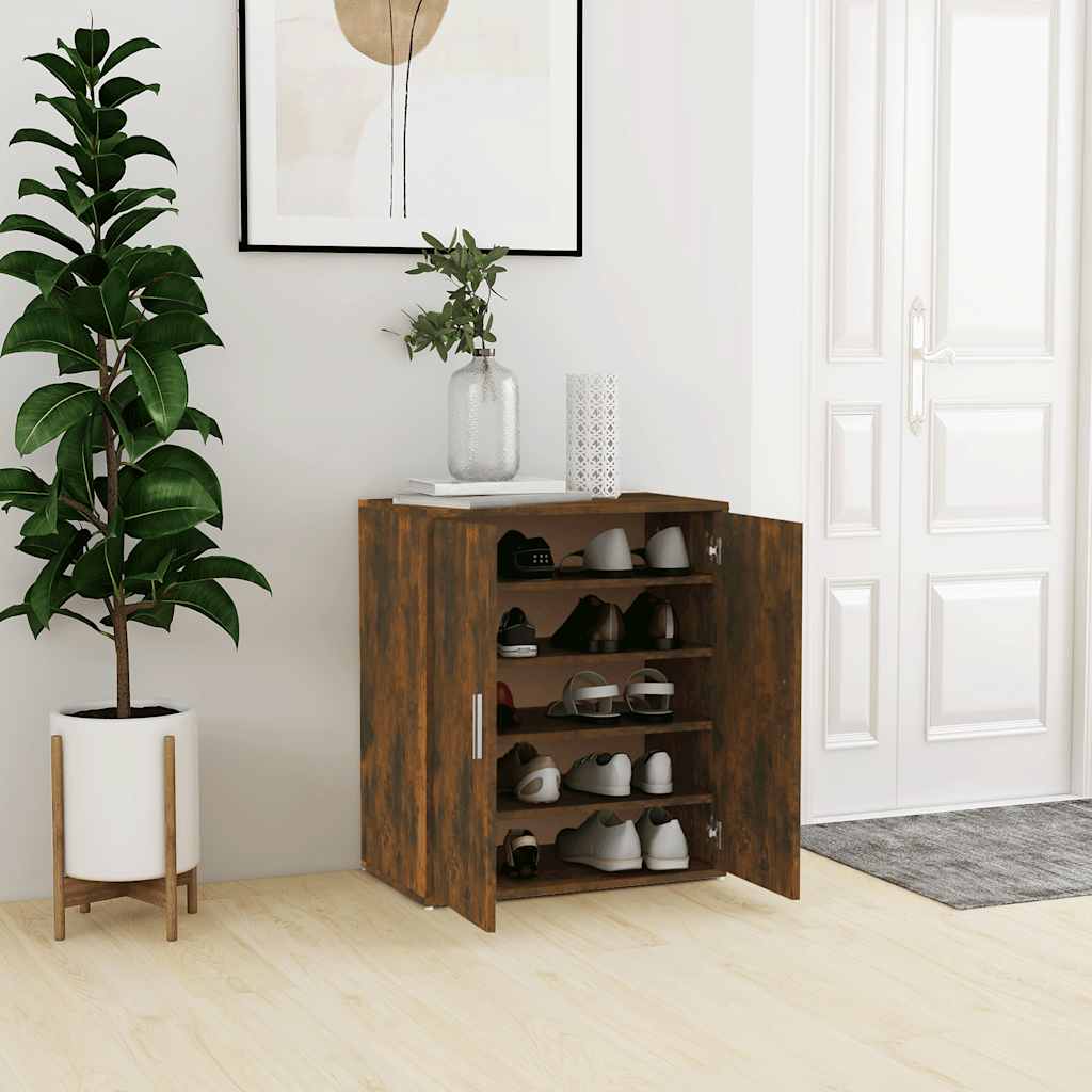 skoskab 60x35x70 cm konstrueret træ røget egetræ