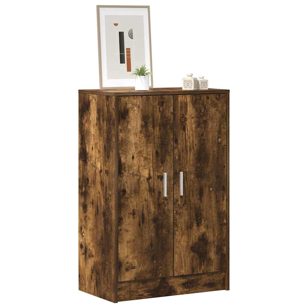 skoskab 60x35x92 cm konstrueret træ røget egetræ