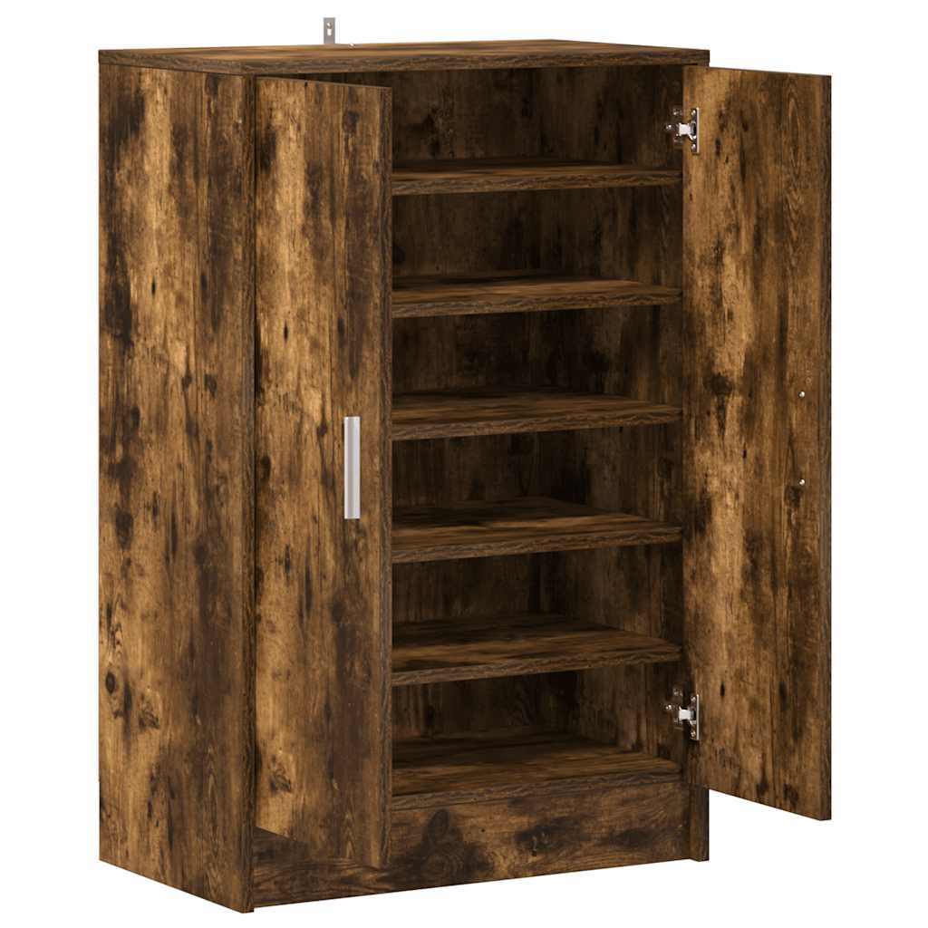 skoskab 60x35x92 cm konstrueret træ røget egetræ