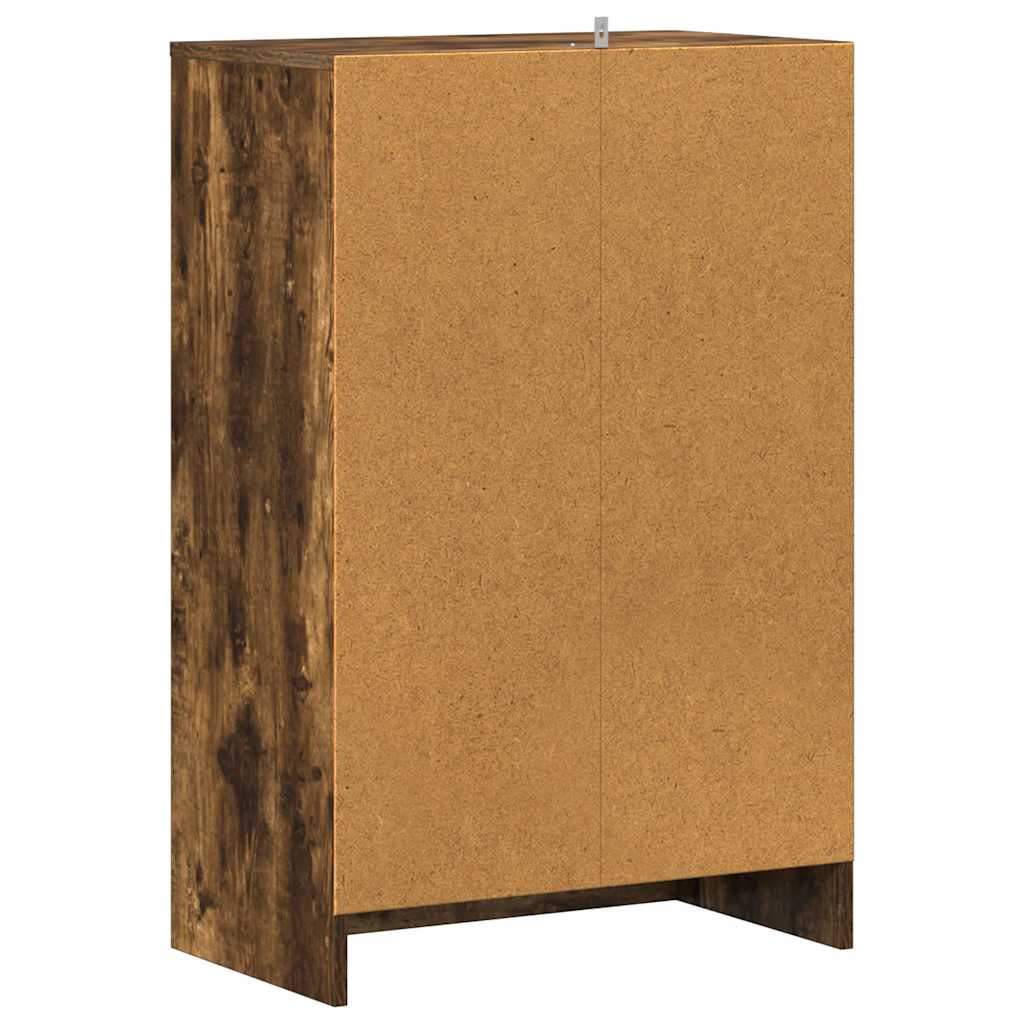 skoskab 60x35x92 cm konstrueret træ røget egetræ