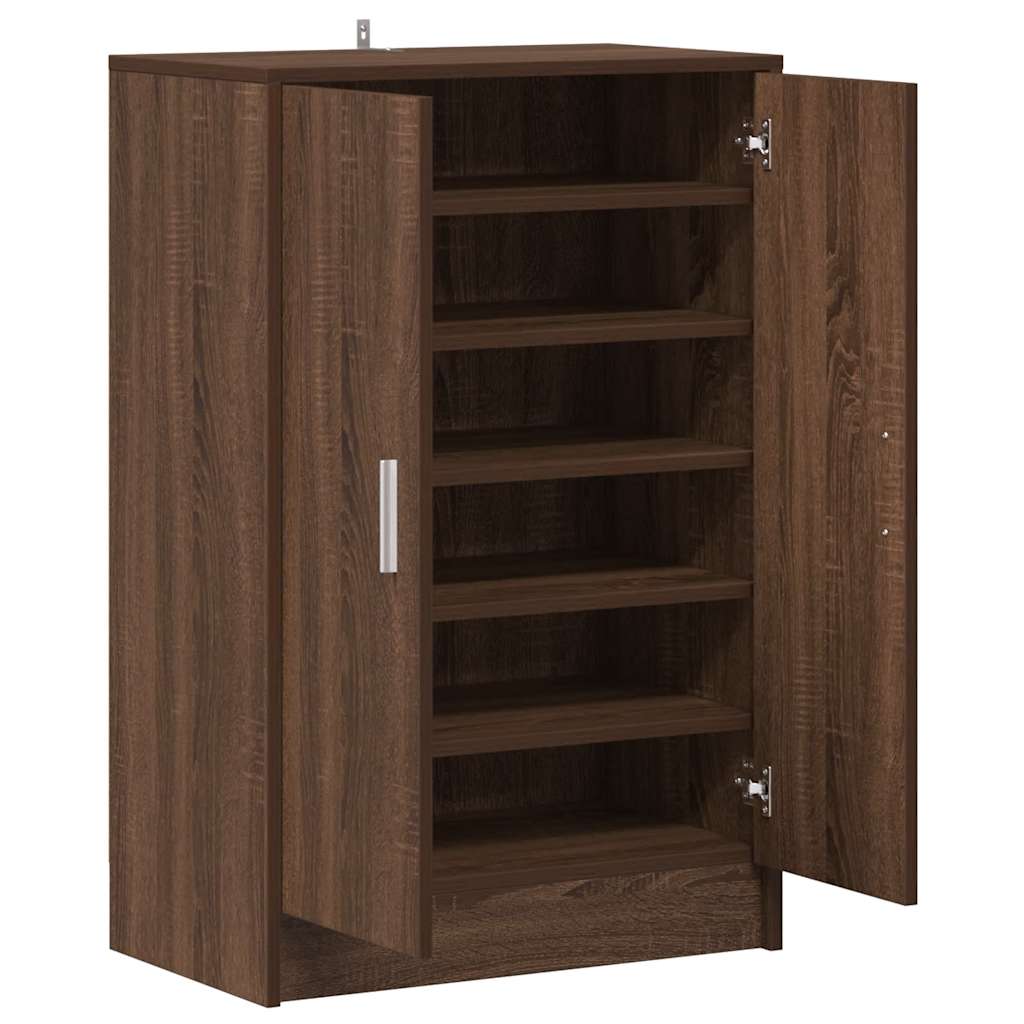 skoskab 60x35x92 cm konstrueret træ brun egetræsfarve