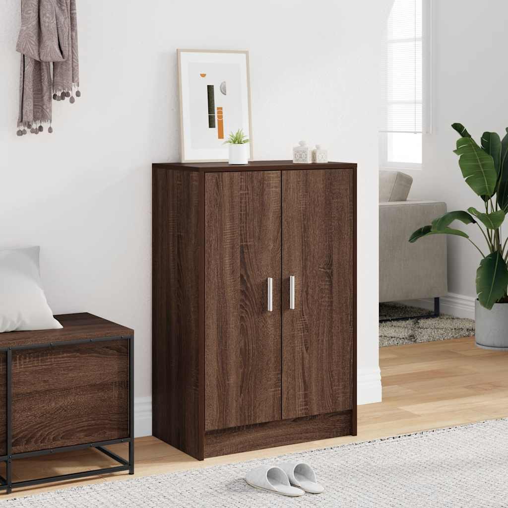 skoskab 60x35x92 cm konstrueret træ brun egetræsfarve