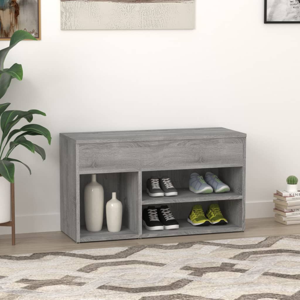 skobænk 80x30x45 cm konstrueret træ grå sonoma-eg