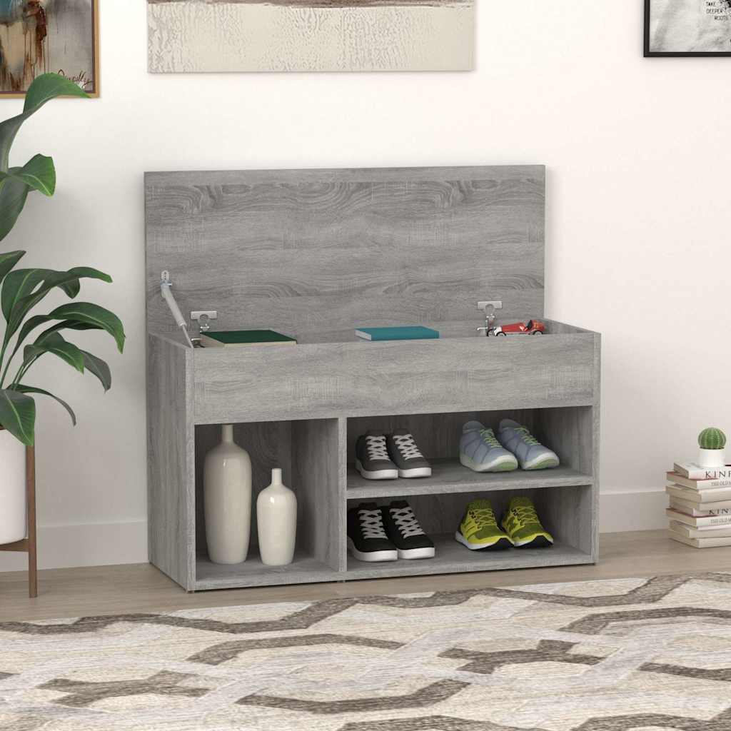 skobænk 80x30x45 cm konstrueret træ grå sonoma-eg