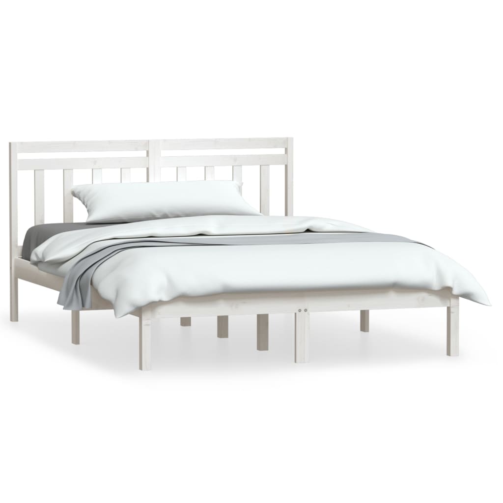 sengeramme 140x200 cm massivt fyrretræ hvid