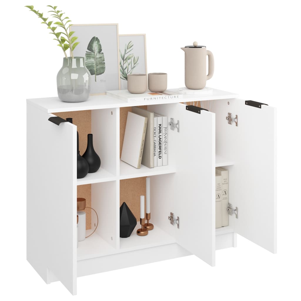 skænk 90,5x30x70 cm konstrueret træ hvid