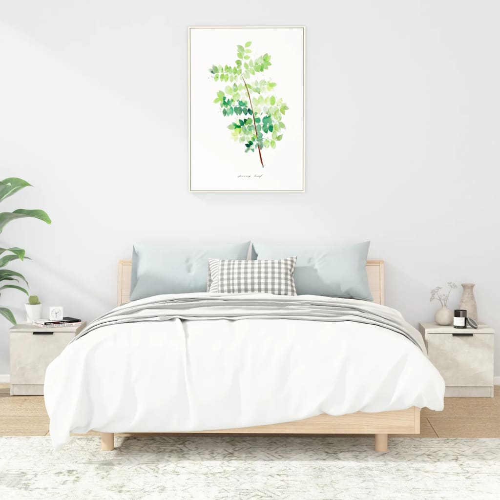 Sengeborde 2 stk. - 40×39×40 cm i betongrå, natborde med låge