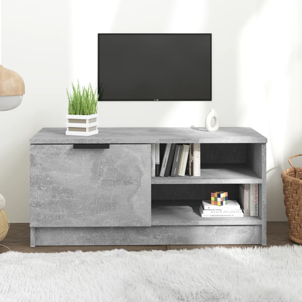 tv-bord 80x35x36,5 cm konstrueret træ betongrå