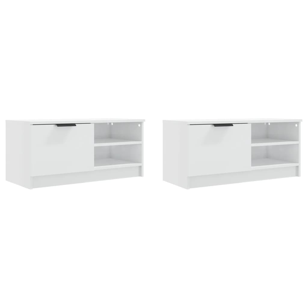 tv-borde 2 stk. 80x35x36,5 cm konstrueret træ hvid højglans