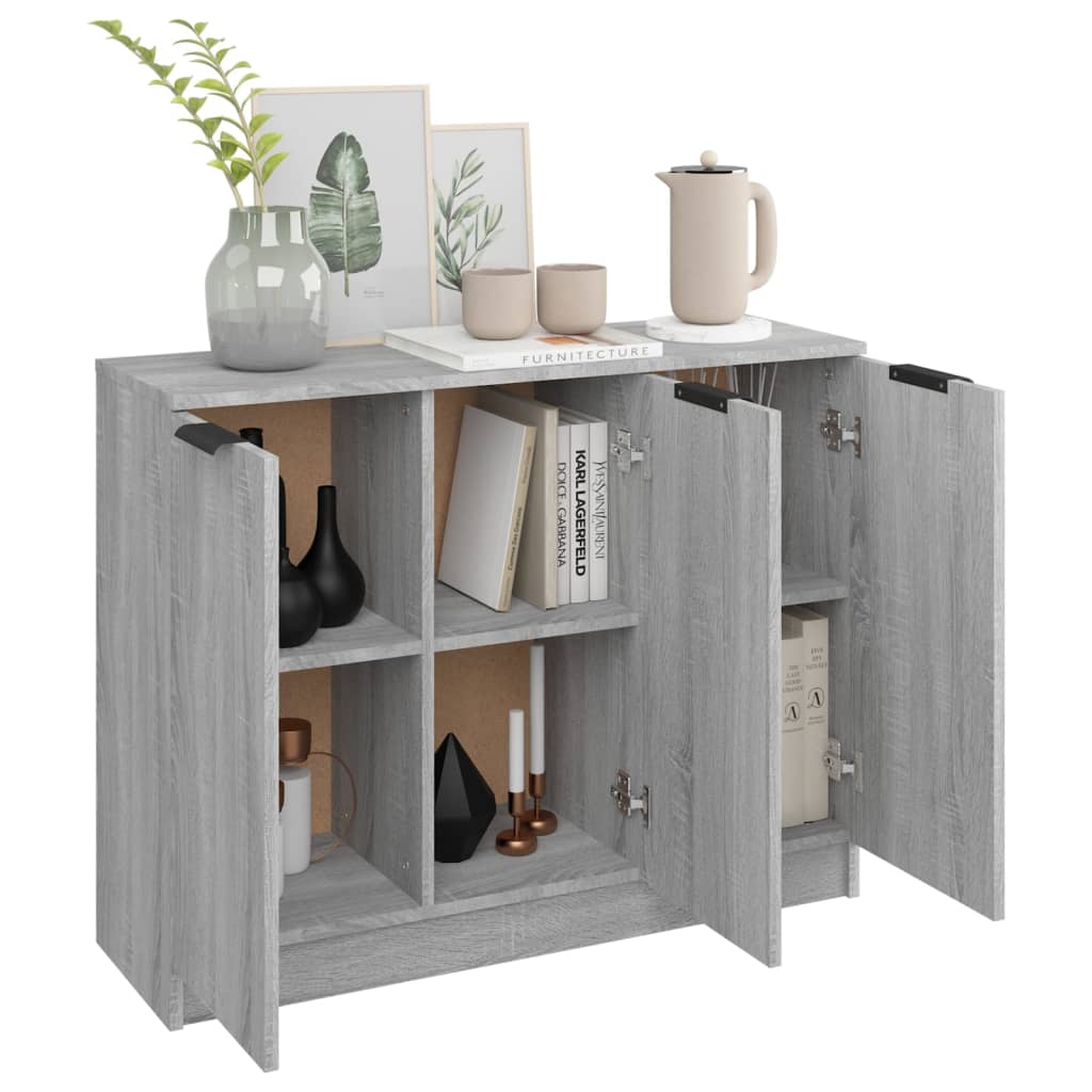 skænk 90,5x30x70 cm konstrueret træ grå sonoma-eg