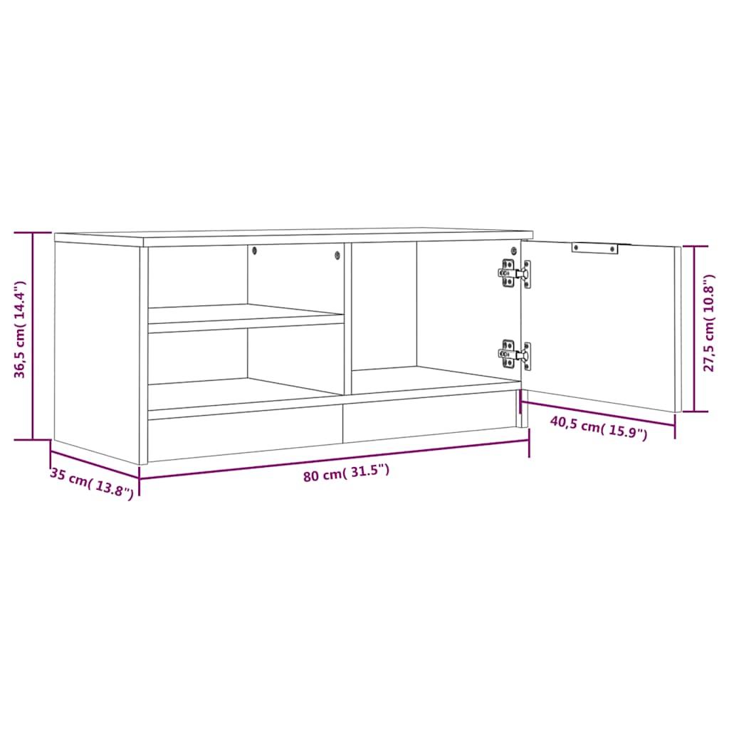 tv-borde 2 stk. 80x35x36,5 cm konstrueret træ røget egetræ