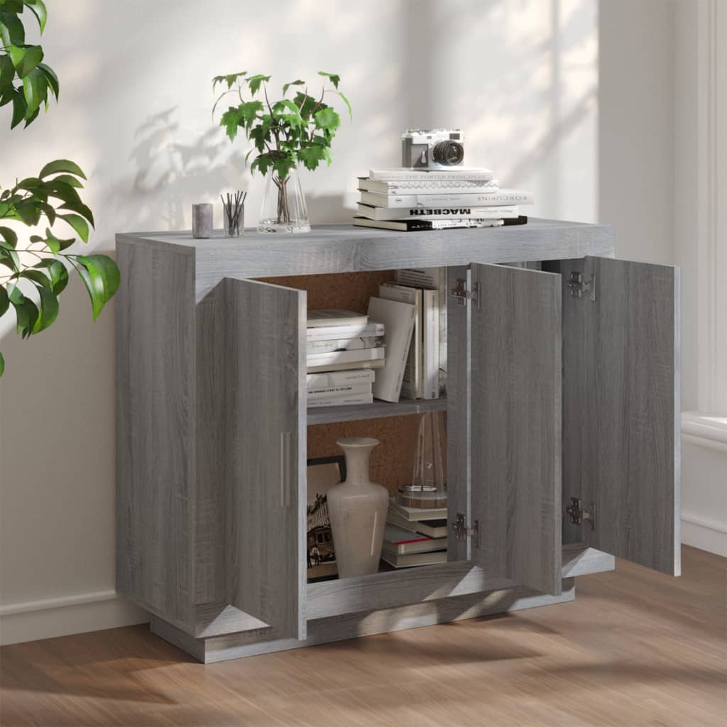 skænk 92x35x75 cm konstrueret træ grå sonoma-eg