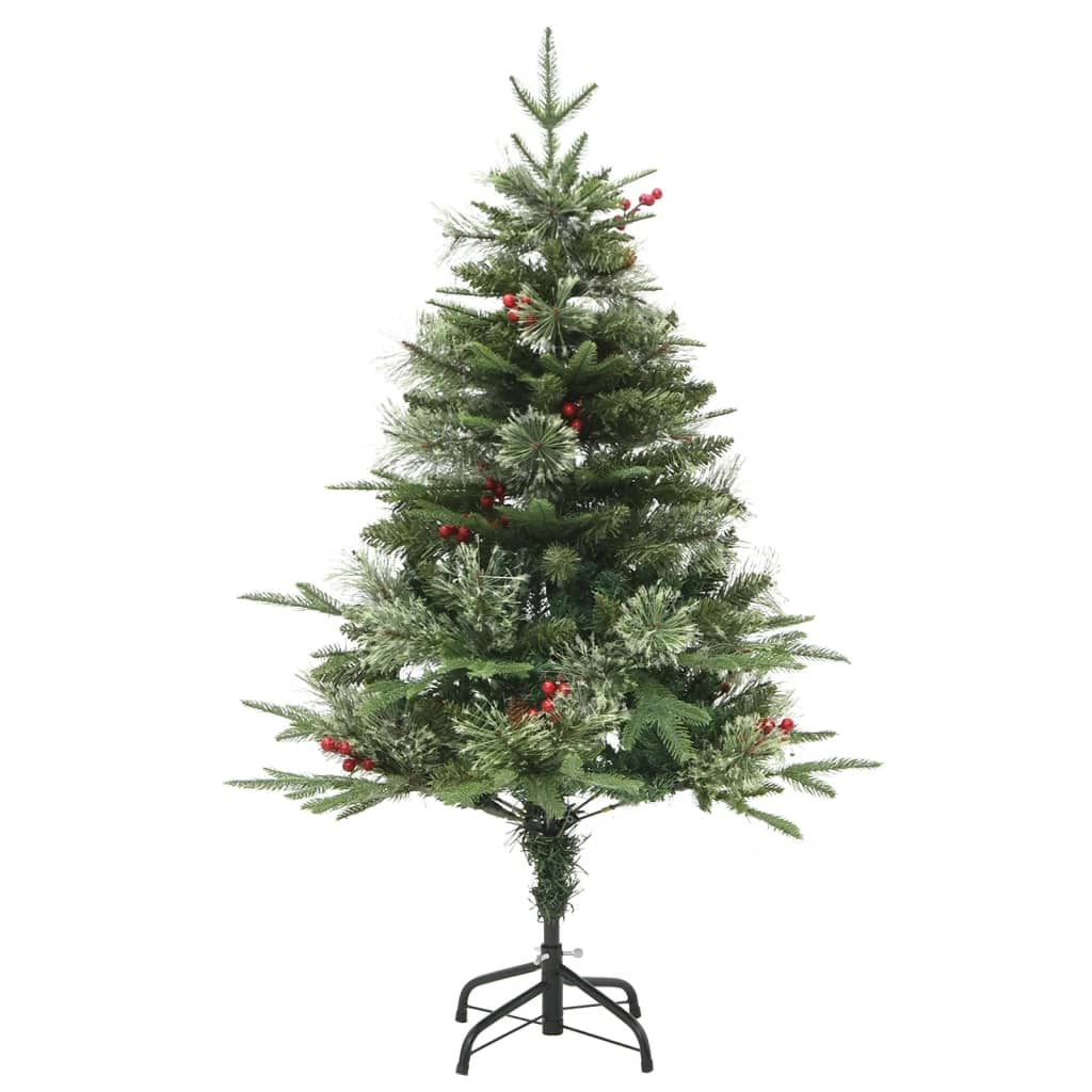 juletræ med grankogler og lys PVC og PE 120 cm grøn