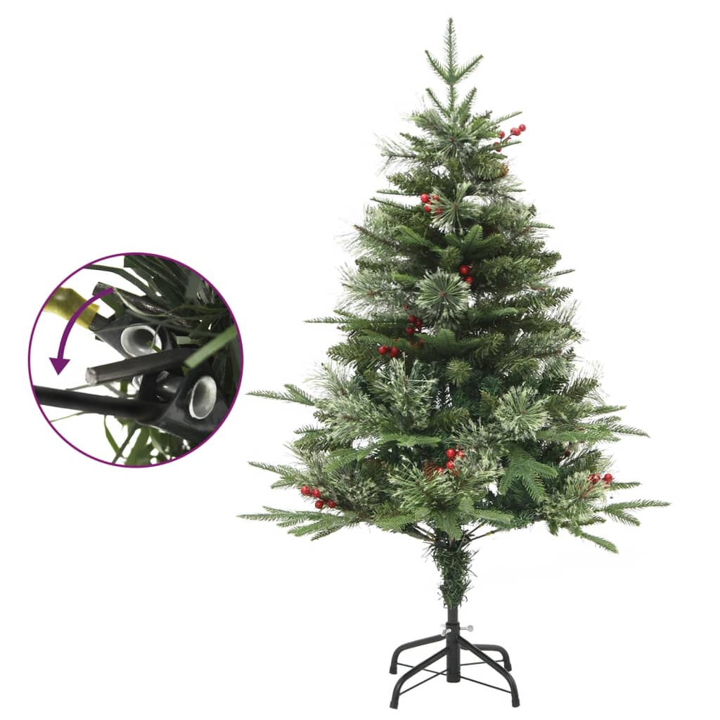 juletræ med grankogler og lys PVC og PE 120 cm grøn