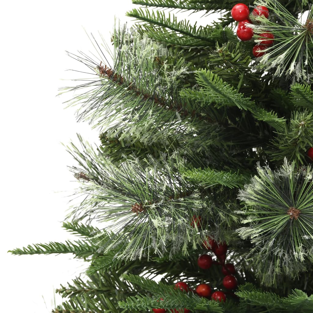 juletræ med grankogler og lys PVC og PE 120 cm grøn