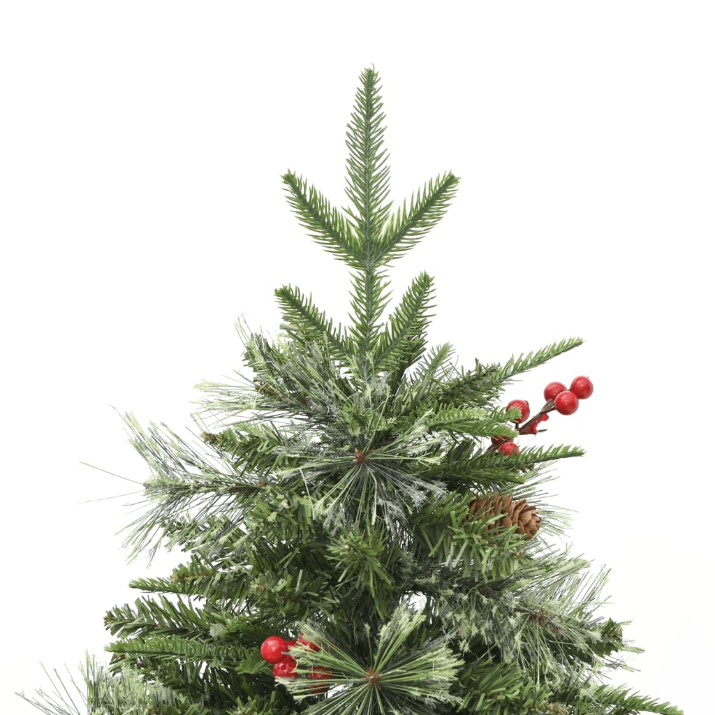 juletræ med grankogler og lys PVC og PE 120 cm grøn