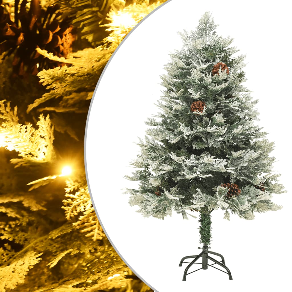 juletræ med grankogler og lys PVC og PE 150 cm grøn