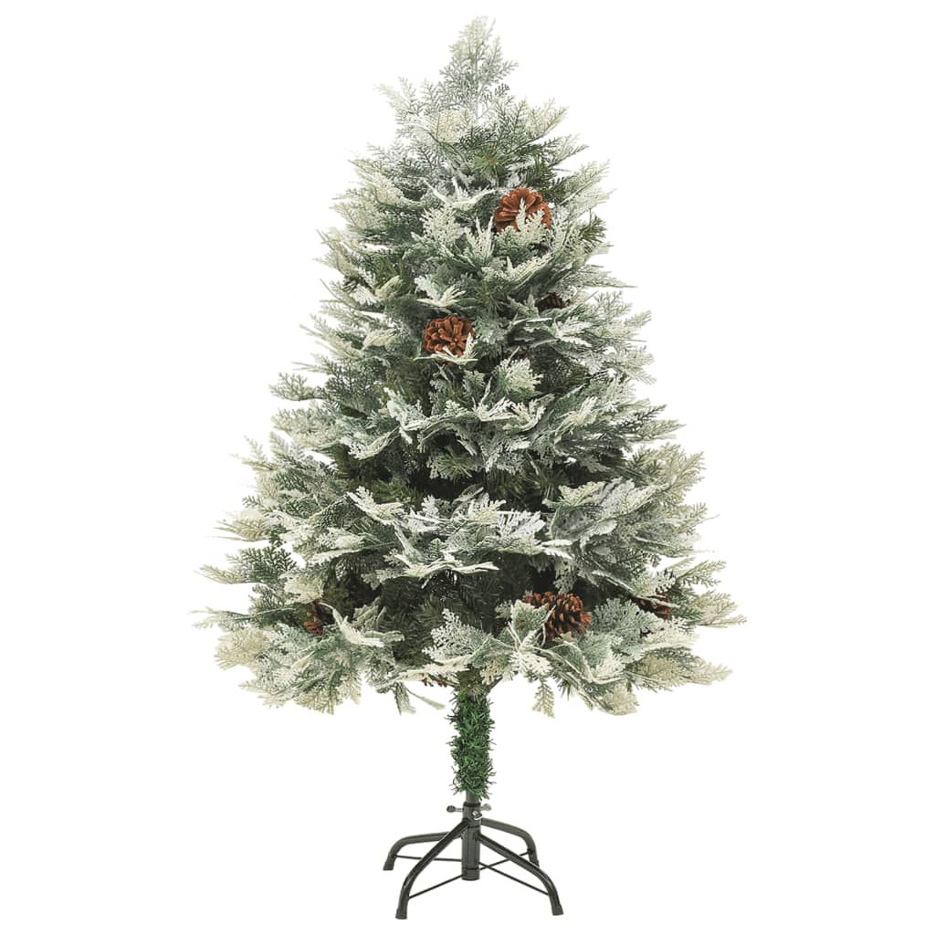 juletræ med grankogler og lys PVC og PE 150 cm grøn