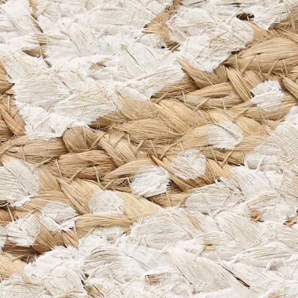 gulvtæppe flettet jute med print 180 cm rund