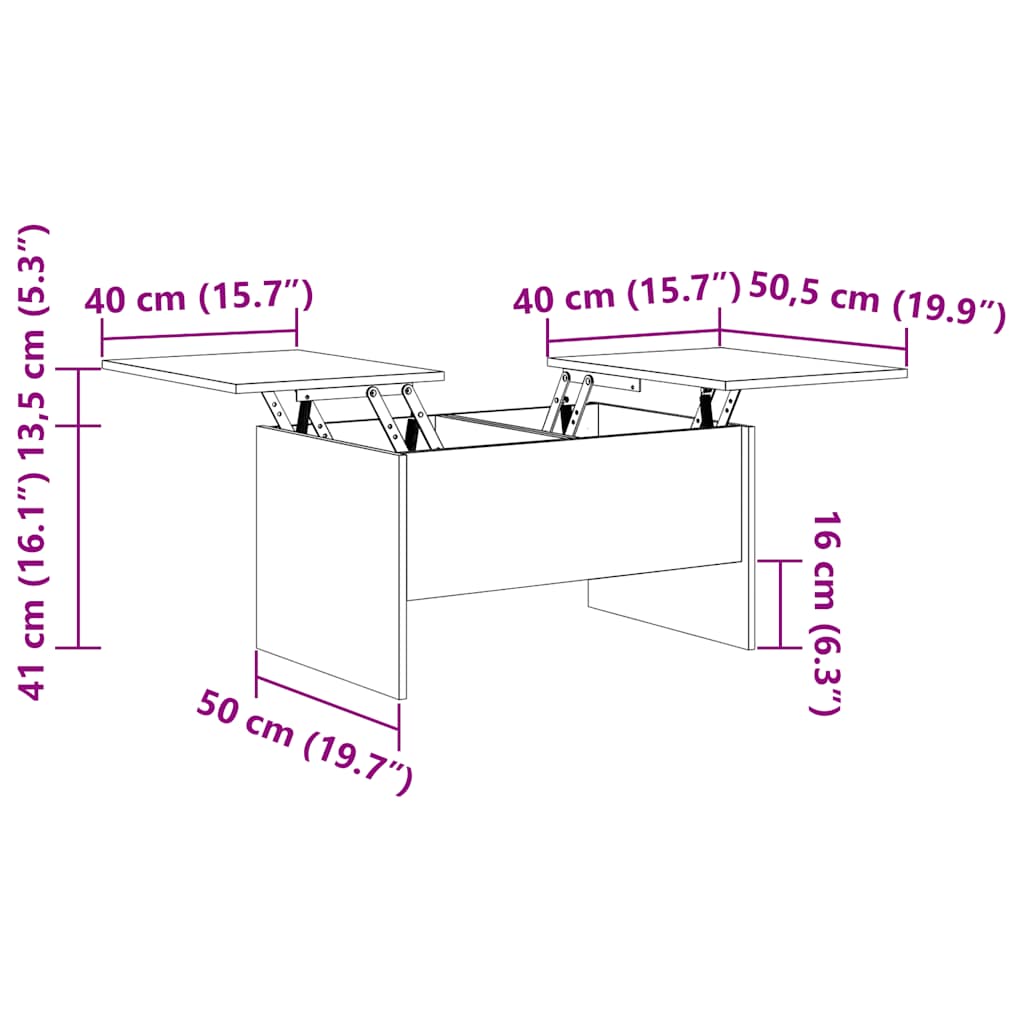 sofabord 80x50x42,5 cm konstrueret træ sonoma-eg