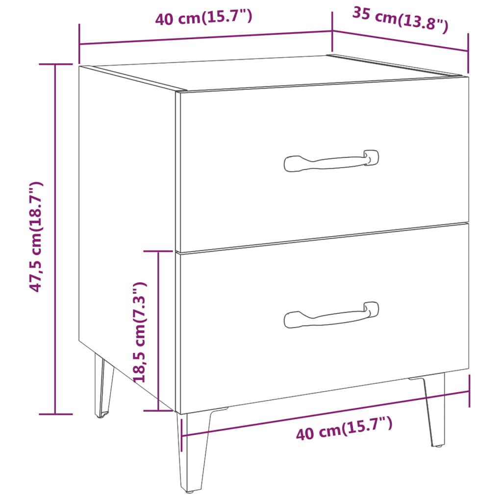 sengebord 40x35x47,5 cm hvid