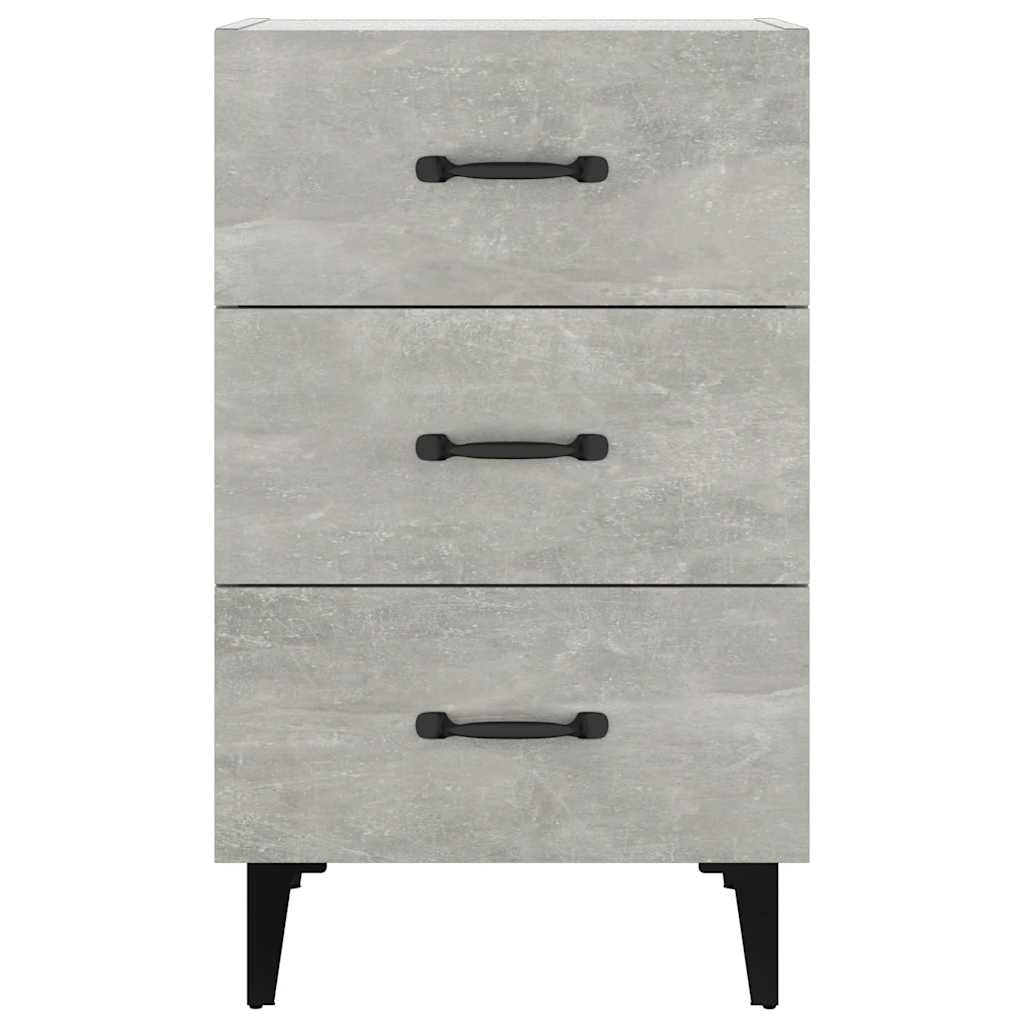 sengebord 40x40x66 cm konstrueret træ betongrå