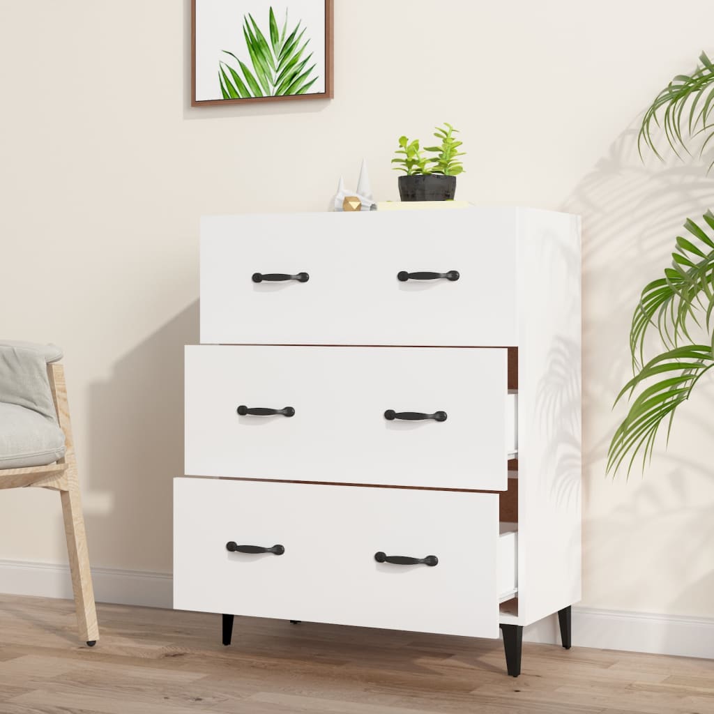 skænk 69,5x34x90 cm konstrueret træ hvid