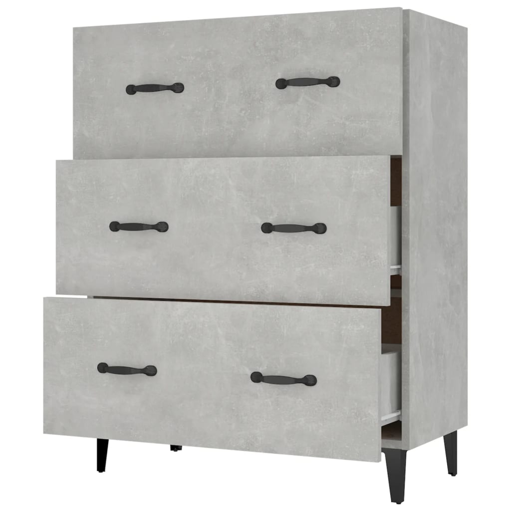 skænk 69,5x34x90 cm konstrueret træ betongrå
