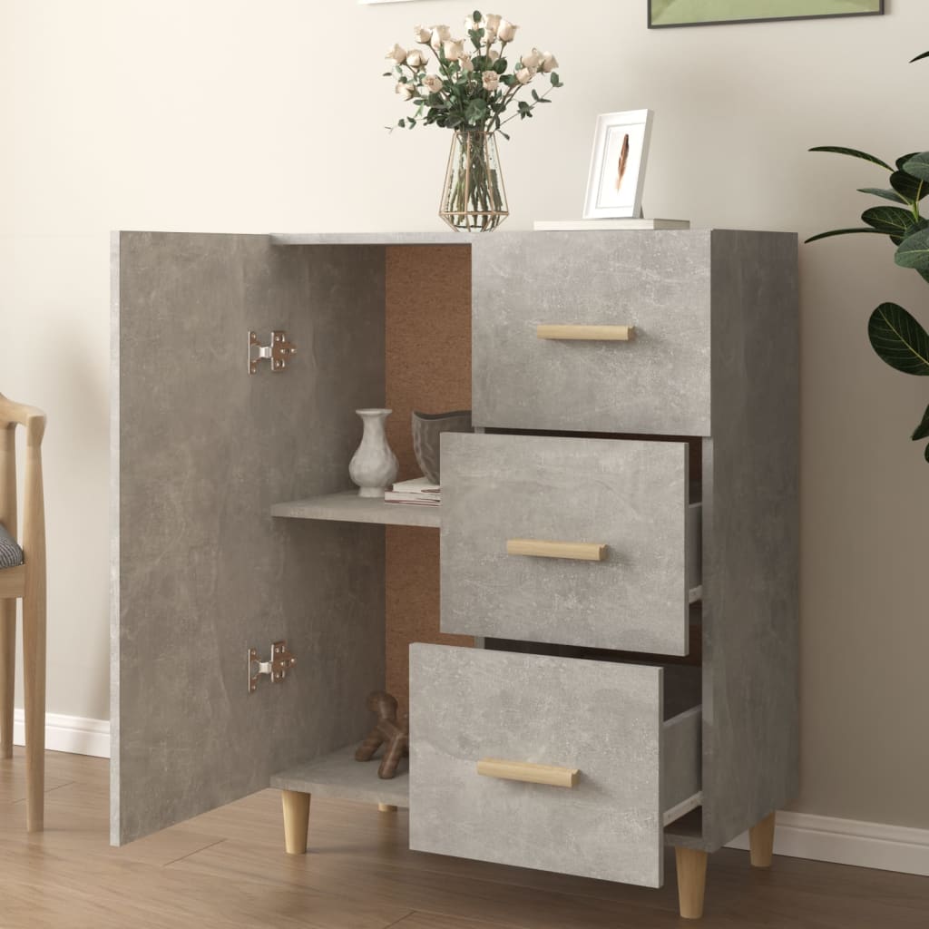 skænk 69,5x34x90 cm konstrueret træ betongrå