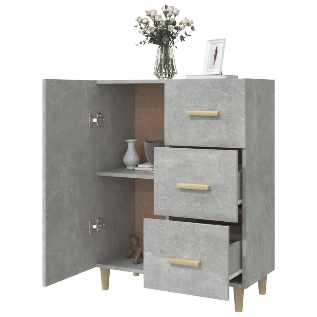 skænk 69,5x34x90 cm konstrueret træ betongrå