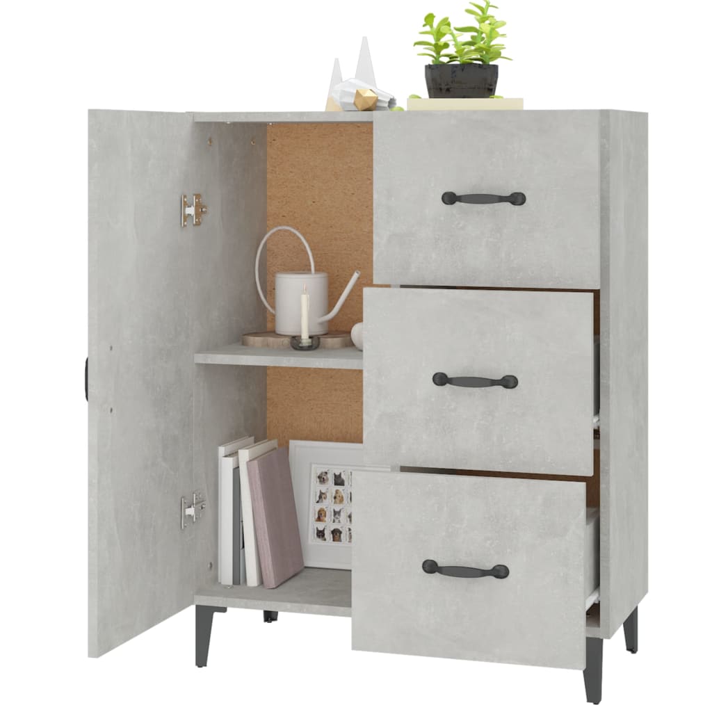 skænk 69,5x34x90 cm konstrueret træ betongrå