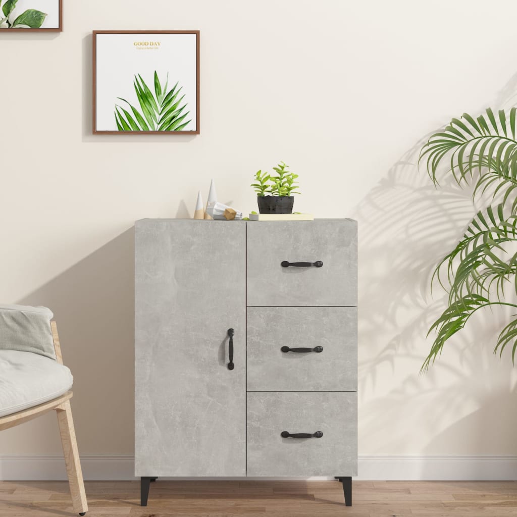 skænk 69,5x34x90 cm konstrueret træ betongrå