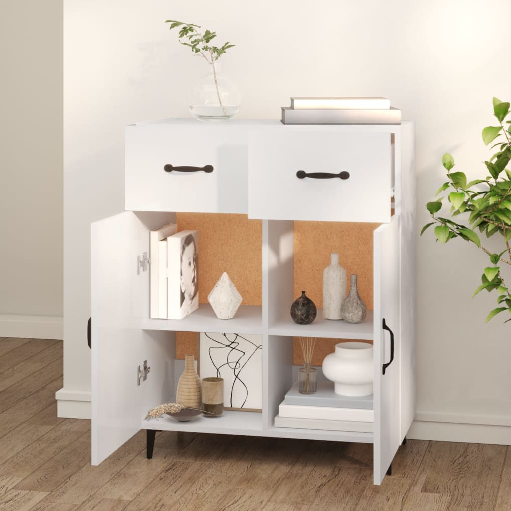 skænk 69,5x34x90 cm konstrueret træ hvid
