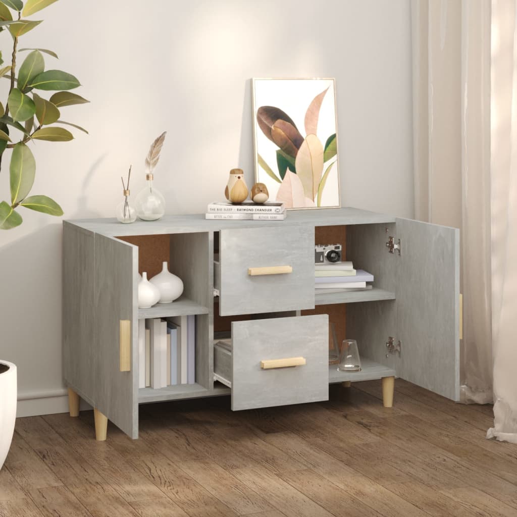 skænk 100x36x60 cm konstrueret træ betongrå