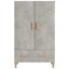 skab 70x31x115 cm konstrueret træ betongrå