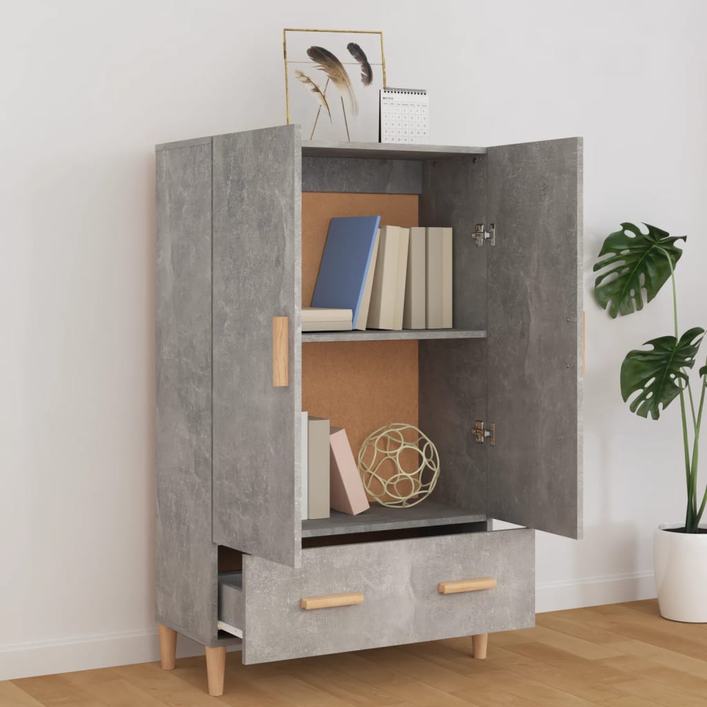 skab 70x31x115 cm konstrueret træ betongrå