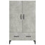 skab 70x31x115 cm konstrueret træ betongrå