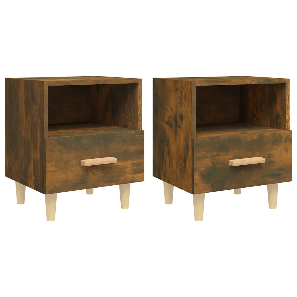 sengeborde 2 stk. 40x35x47 cm røget egetræsfarve