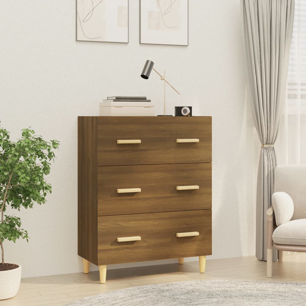 skænk 70x34x90 cm konstrueret træ brun egetræsfarve