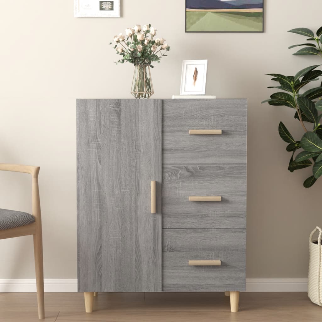 skænk 69,5x34x90 cm konstrueret træ grå sonoma-eg