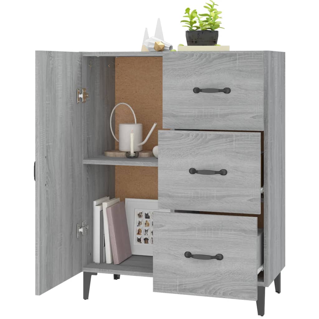 skænk 69,5x34x90 cm konstrueret træ grå sonoma-eg