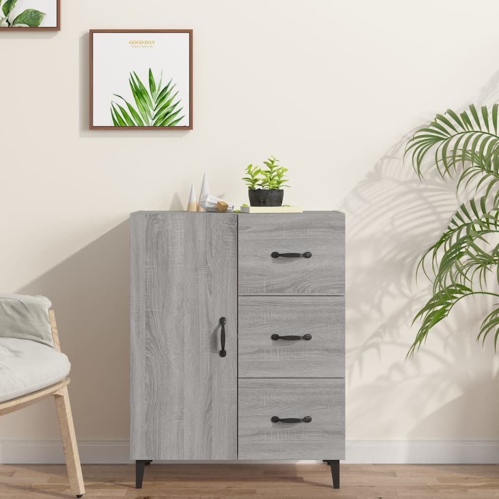 skænk 69,5x34x90 cm konstrueret træ grå sonoma-eg